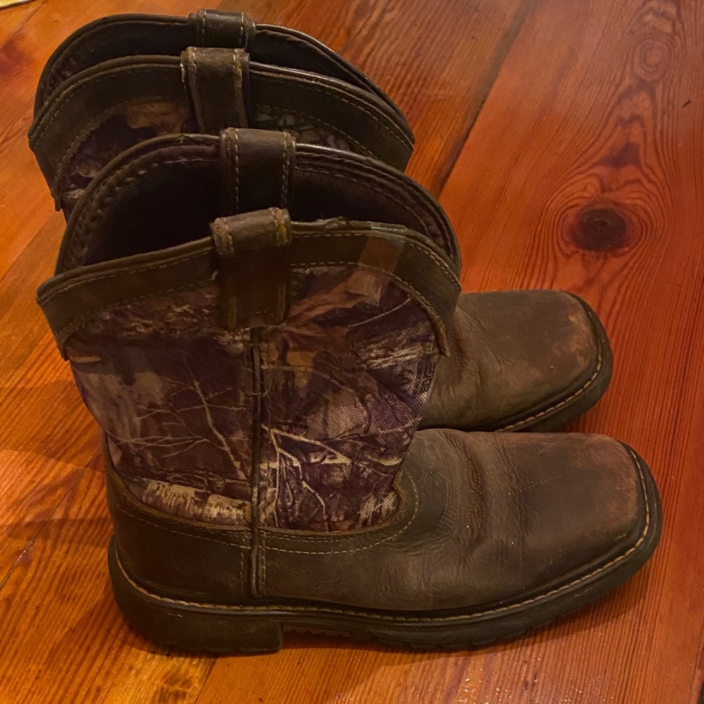 Rocky Kids Brown Leather Boots with Camouflage Shaft